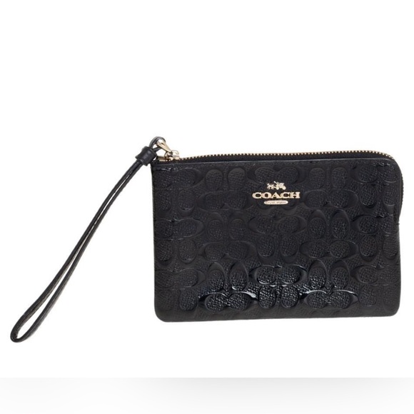 Coach Handbags - Coach Embossed Black Wristlet